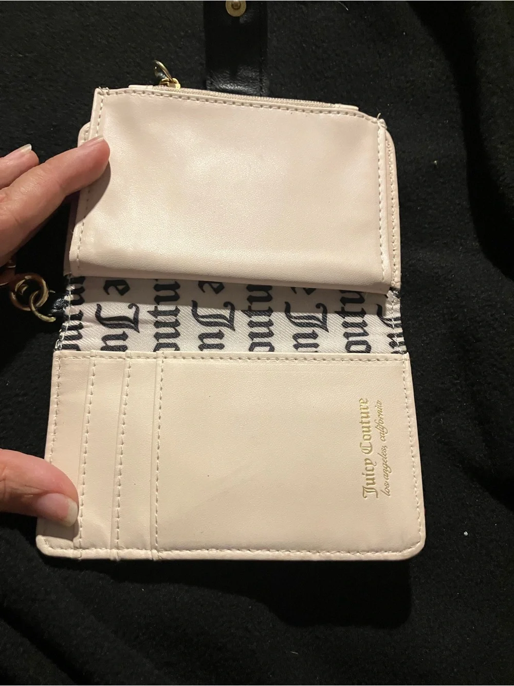 Juicy Couture Gothic Monogram Bifold Wallet Pink Black Heart Charm Y2K Style